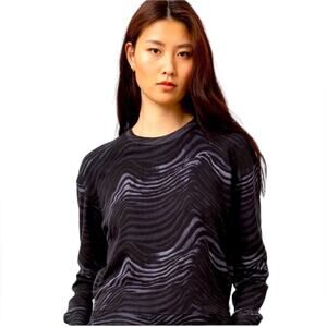 Rails Marlo Charcoal Watercolor Stripes Pullover Sweatshirt Side Zippers, size M